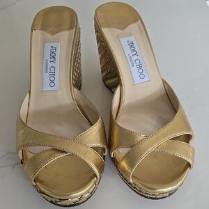 Jimmy Choo Gold Wedge Shoes Elegant Design